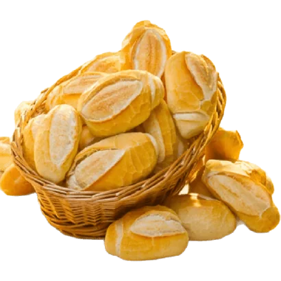 Cesta com pães franceses. Imagem ilustrativa.